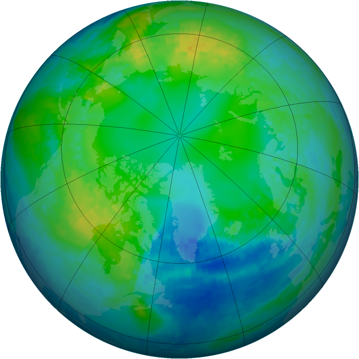 Arctic ozone map for 07 November 2001